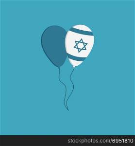 Two balloons icon in flat design with Israel Independence Day holiday concept flag.