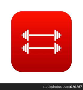 Two barbells icon digital red for any design isolated on white vector illustration. Two barbells icon digital red