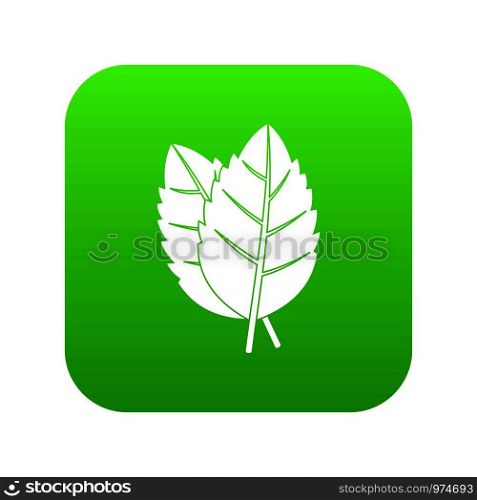 Two basil leaves icon digital green for any design isolated on white vector illustration. Two basil leaves icon digital green
