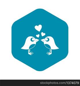 Two birds with hearts icon. Simple illustration of two birds with hearts vector icon for web. Two birds with hearts icon, simple style