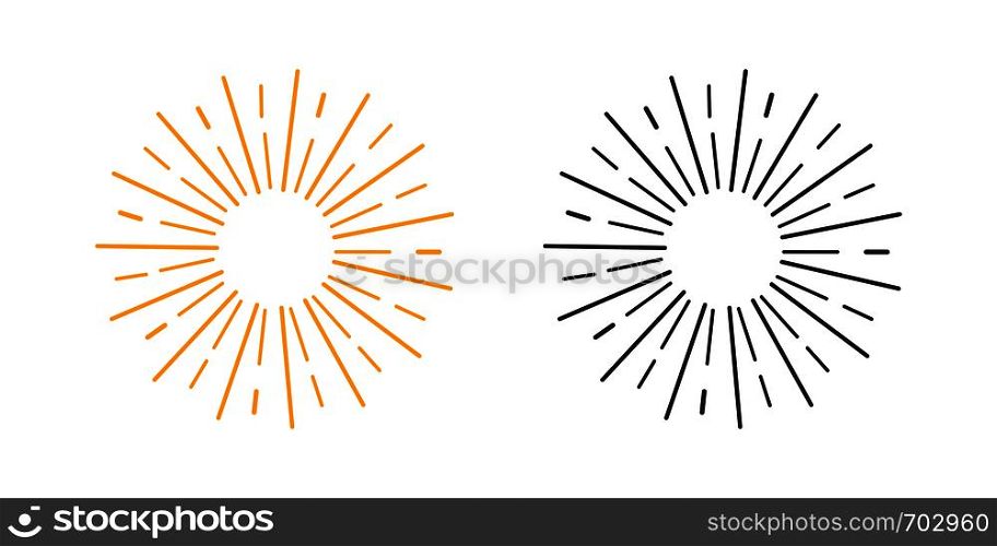 Two Black and yellow Sun rays in flat design on blank background. Eps10. Two Black and yellow Sun rays in flat design on blank background
