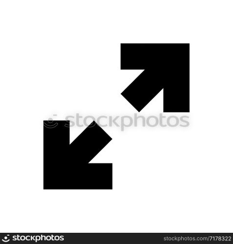 Two black Arrows diagonally. Black arrows icon. Arrow sign. Arrows vector icon. Eps10. Two black Arrows diagonally. Black arrows icon. Arrow sign. Arrows vector icon