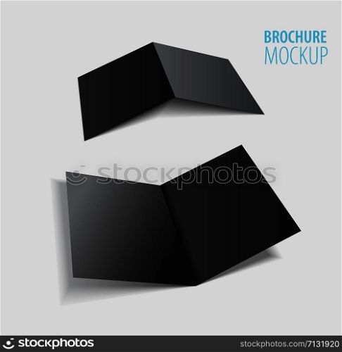 Two Black Brochure design isolated on grey.. Two Black Brochure design isolated on grey.Realistic style.