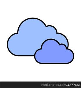 Two blue clouds icon. Simple design. Cartoon art. Outline symbol. Weather forecast. Vector illustration. Stock image. EPS 10.. Two blue clouds icon. Simple design. Cartoon art. Outline symbol. Weather forecast. Vector illustration. Stock image.