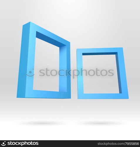 Two blue rectangular 3D frames for your presentation