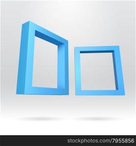 Two blue rectangular 3D frames for your presentation