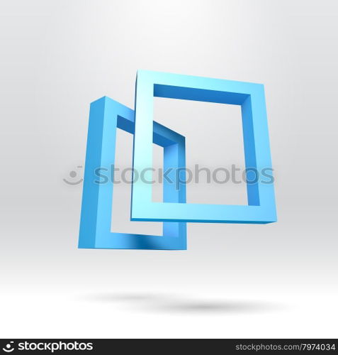 Two blue rectangular 3D frames for your presentation