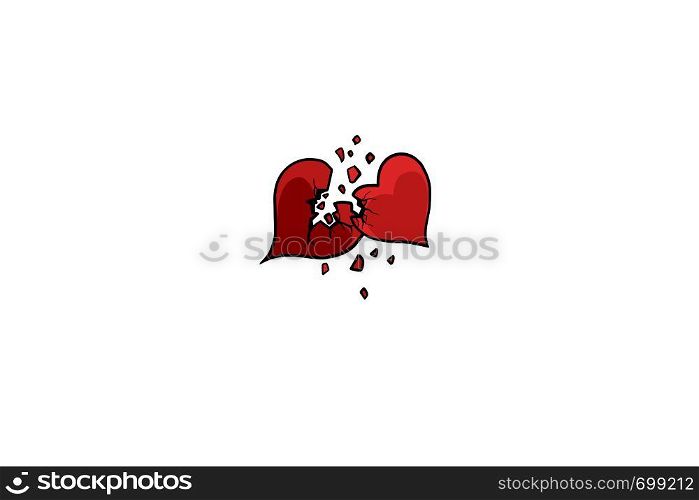 two broken hearts. Pop art retro vector illustration vintage kitsch. two broken hearts