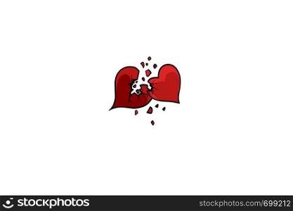 two broken hearts. Pop art retro vector illustration vintage kitsch. two broken hearts