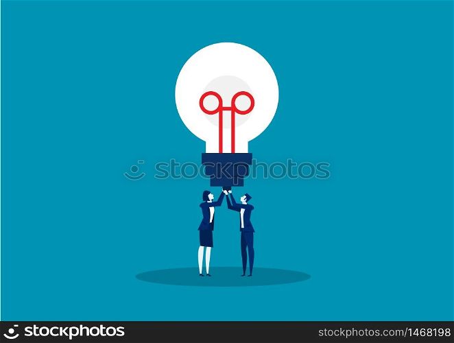 two business holding a light bulb ideas. Vector illustration