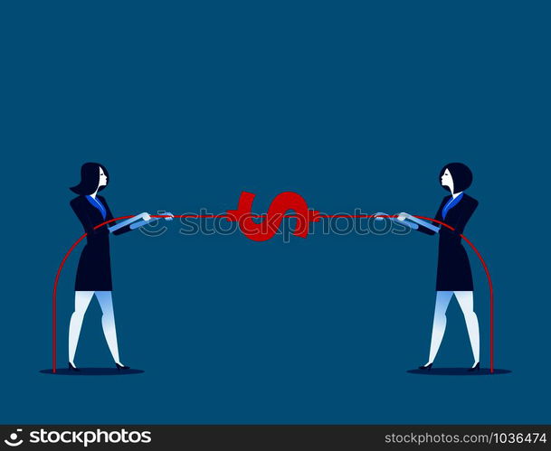 Two business pull the rope. Concept business vector illustration.