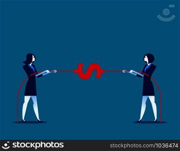 Two business pull the rope. Concept business vector illustration.