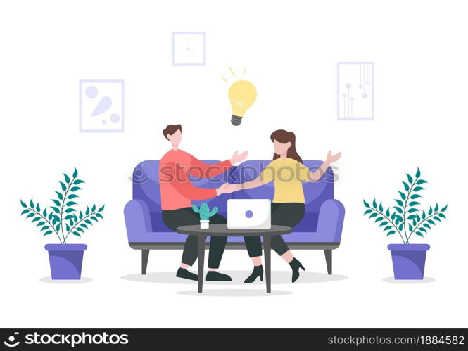 Two Businessmen Reach a Deal or Agreement Shaking Hands on Cooperation Contract as Successful Partners. Background Vector Illustration