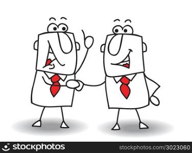 two businessmen shaking hands.It&rsquo;s ok ! I swear to you !