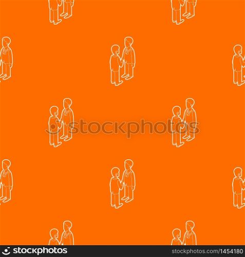 Two businessmen shaking hands pattern vector orange for any web design best. Two businessmen shaking hands pattern vector orange