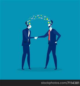 Two businessmen shaking hands with investment profit Business idea concepts. -Vector Illustration