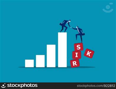 Two cartoon businessman holding alphabets forming the word PLAN Creative cartoon vector illustration on concept for teamwork in working on business plan.