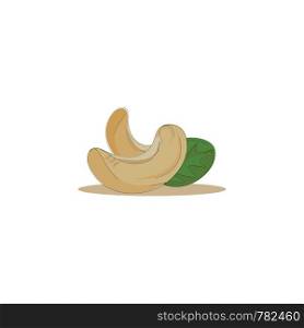 Two cashew nuts, vector, color drawing or illustration.
