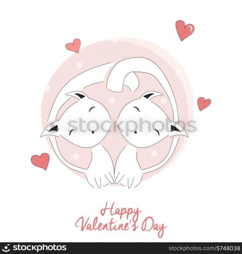 Two cats in love, happy Valentine&rsquo;s day, vector illustration