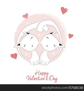 Two cats in love, happy Valentine&rsquo;s day, vector illustration