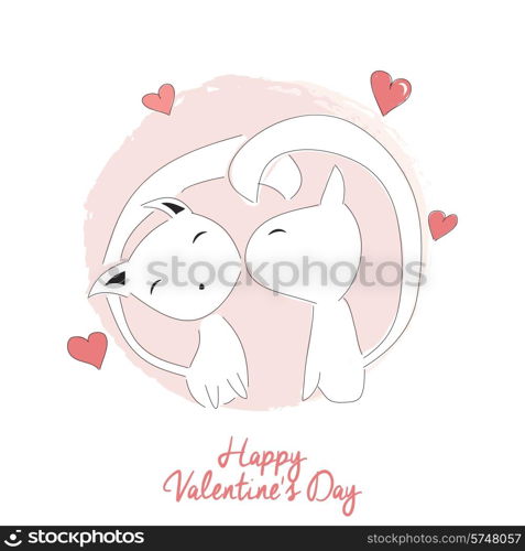 Two cats kissing, happy Valentine&rsquo;s day, vector illustration