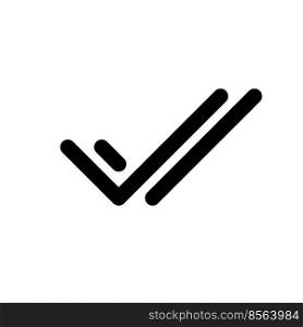Two checkmarks black glyph ui icon. Messenger. Simple filled line element. User interface design. Silhouette symbol on white space. Solid pictogram for web, mobile. Isolated vector illustration. Two checkmarks black glyph ui icon