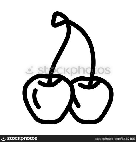 two cherries branch line icon vector. two cherries branch sign. isolated contour symbol black illustration. two cherries branch line icon vector illustration