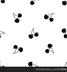 Two cherry berries pattern repeat seamless in black color for any design. Vector geometric illustration. Two cherry berries pattern seamless black