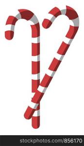 Two christmas red and white candy sticks vector illustration on a white background