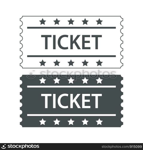 two cinema tickets black and white design, stock vector illustration