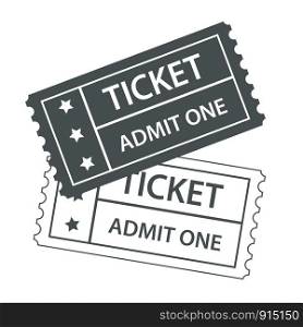 two cinema tickets black and white design, stock vector illustration