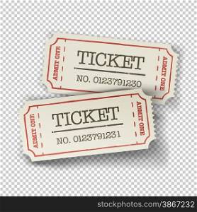 Two cinema tickets (pair). Isolated on transparent background, vector illustration.