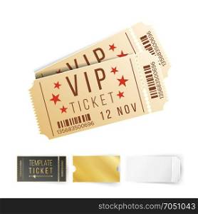 Two Cinema Tickets Vector. Top View Blank. Template Isolated On White Background. Two Cinema Tickets Vector. Top View Blank. Template Isolated On White