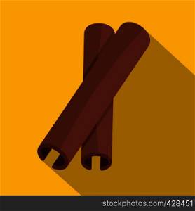 Two cinnamon stick spice icon. Flat illustration of two cinnamon stick spice vector icon for web isolated on yellow background. Two cinnamon stick spice icon, flat style