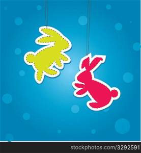 Two color Christmass Hare (rabbit). Vector illustration
