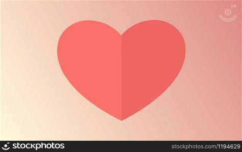 Two color paper heart on a bright gradient background. Origami figure of lovers