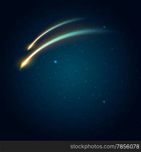 Two comets on the space background. Vector illustration with space for you text