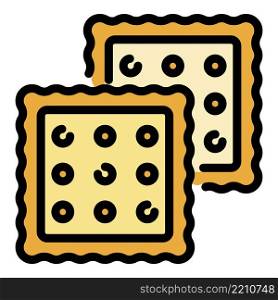 Two crackers icon. Outline two crackers vector icon color flat isolated. Two crackers icon color outline vector