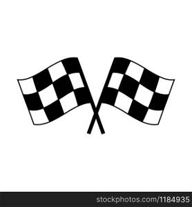 Two crossed auto racing flag icon. Finish checkered flag isolated on white background. Two crossed auto racing flag icon. Finish checkered flag isolated on white
