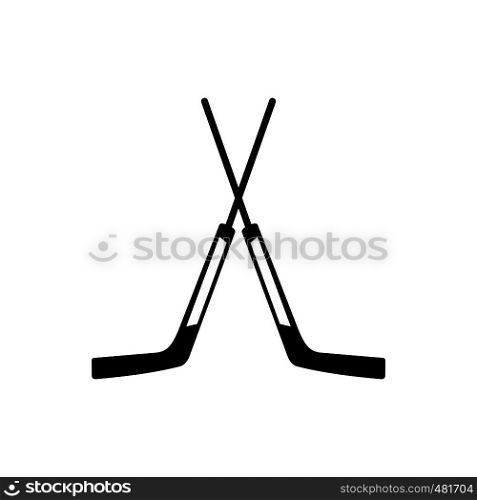Two crossed hockey sticks black simple icon . Two crossed hockey sticks icon