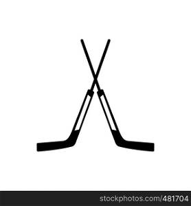 Two crossed hockey sticks black simple icon . Two crossed hockey sticks icon