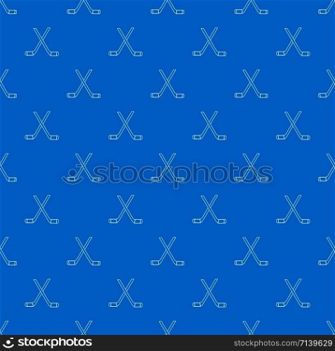 Two crossed hockey sticks pattern vector seamless blue repeat for any use. Two crossed hockey sticks pattern vector seamless blue