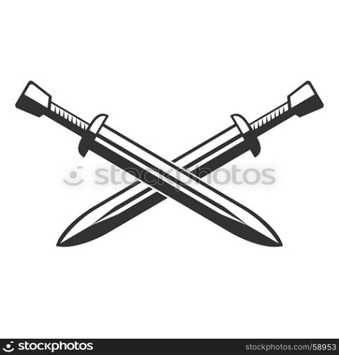 Two crossed swords isolated on white background. Vector illustration