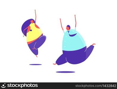 Two dancing people on a white background. Flat vector design.