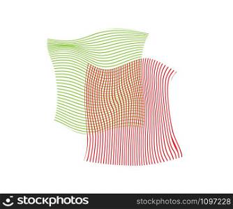 Two deformed squares of broken lines intersect each other. Geometric shape for business design, decoration and decoration isolated on white background.