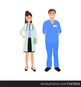 Two doctor in hospital, flat design vector. Two doctor in hospital, flat design