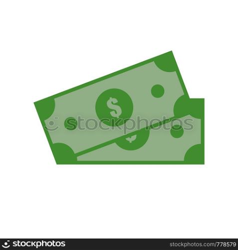 Two dollars banknotes. Banking payment. Finance. Cash. Geen paper. Flat design. EPS 10.
