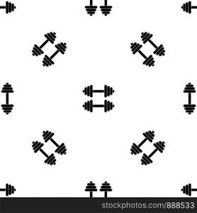 Two dumbbells pattern repeat seamless in black color for any design. Vector geometric illustration. Two dumbbells pattern seamless black