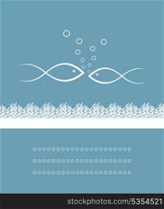 Two fishes. Two fishes on a blue background. A vector illustration