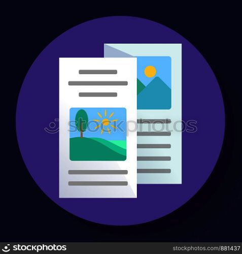Two-fold brochures vector illustration in flat style. Two-fold brochure icon flat style vector illustration